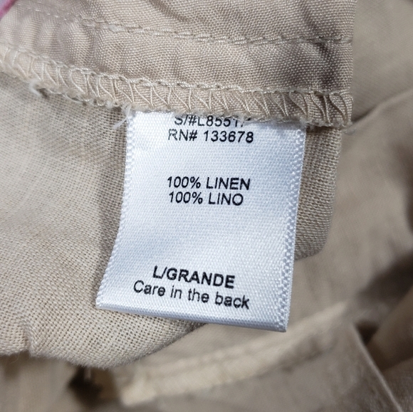 Papaya Tan Beige 100% Linen Shorts Size Large Cuffed Lightweight Breathable - Picture 10 of 13